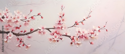 Cherry tree bearing blooms Cerasus isolated pastel background Copy space