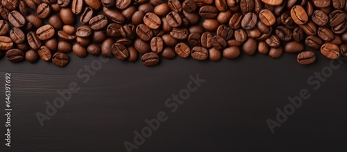 Closeup image of coffee beans roasted and isolated on a isolated pastel background Copy space © HN Works