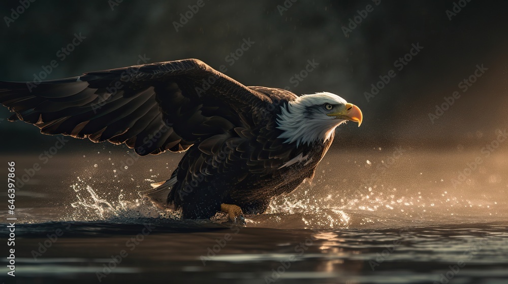 Fototapeta premium Majestic bald eagle soaring through the sky with grace and power