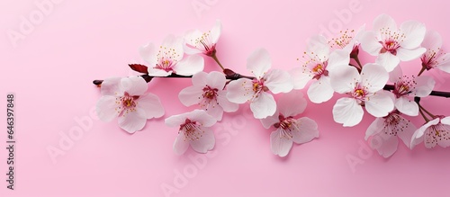 cherry in bloom isolated pastel background Copy space