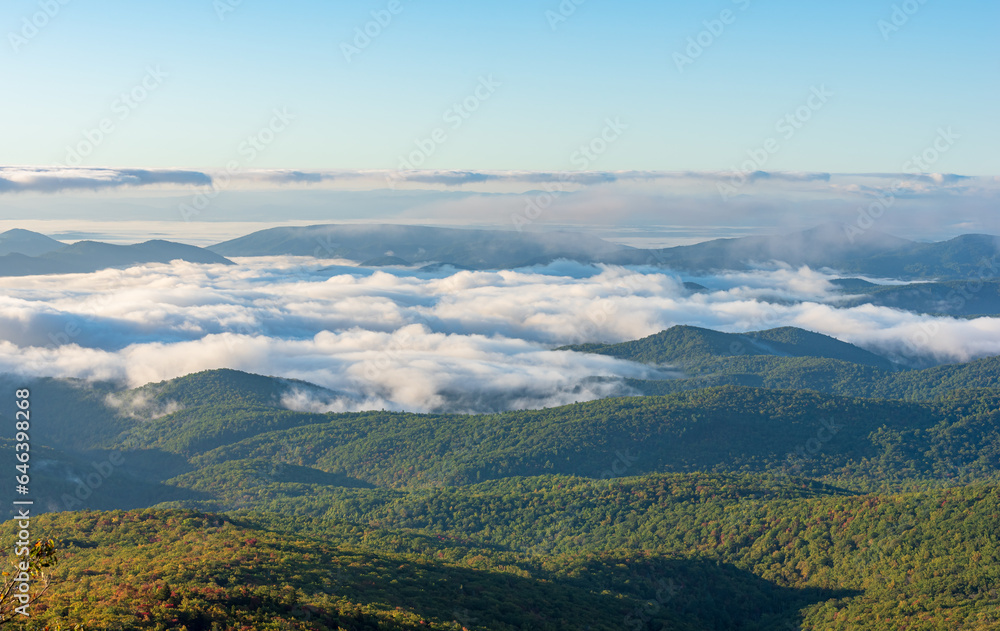 Scenic view from Rough Ridge Lookout , Blue Ridge Parkway, North Carolina, USA.