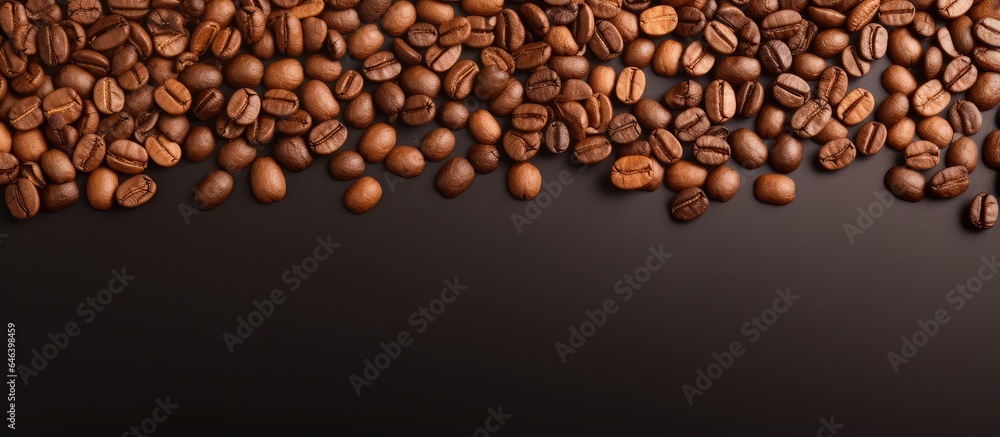 Coffee beans roasted and displayed against a isolated pastel background Copy space Coffee beans roasted and displayed against a isolated pastel background Copy space