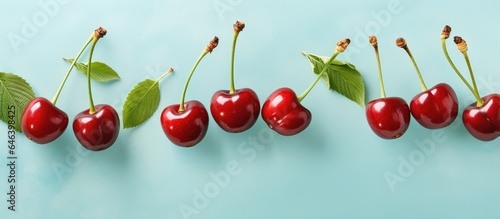Cherries isolated isolated pastel background Copy space