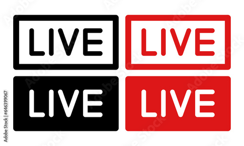 Live broadcast icon. Set of flat icons. Vector clipart isolated on white background.