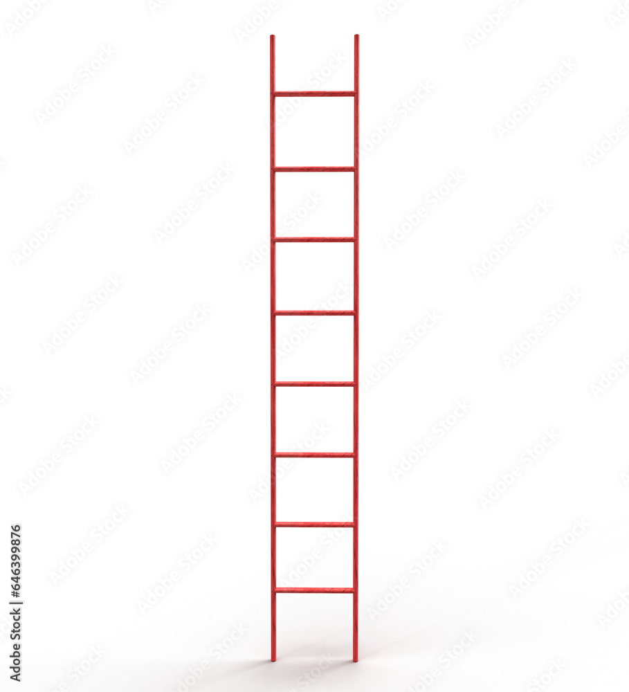 red wooden staircase ladder step white isolated background symbol business up achievement growth opportunity high idea climbing devemopment solution career path goal object freedom motivation work job