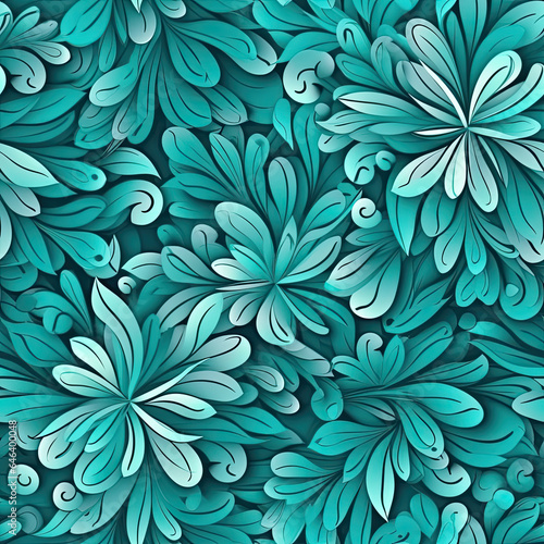 Beautiful classy seamless turquoise color dominant vintage pattern, AI Generated