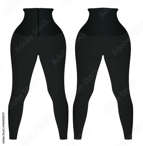 Black tight pants leggings. vector illustration