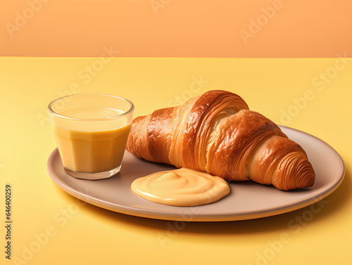 Butter Croissant bread with melted cheese colorful bakery