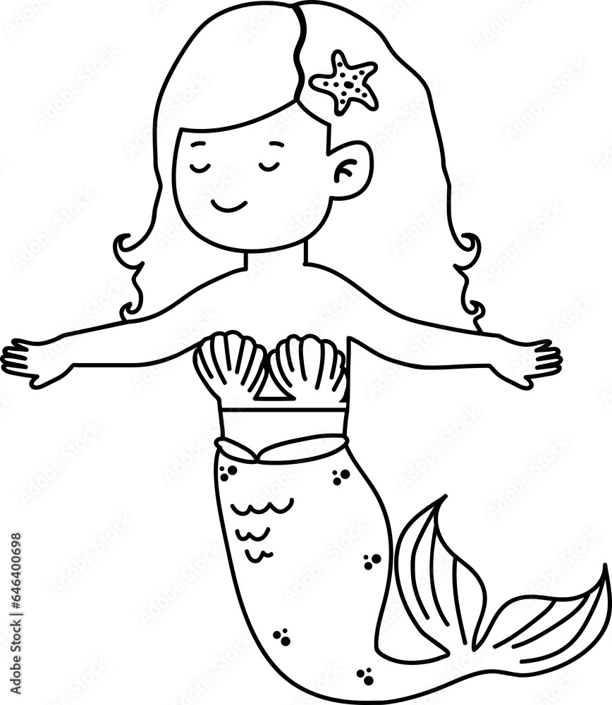 Cartoon kid girl mermaid coloring pages 