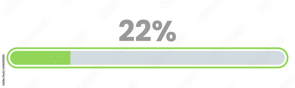 22% Loading. 22% progress bar Infographics vector, 22 Percentage ready ...