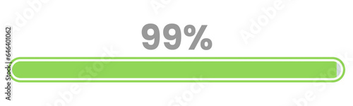 99% Loading. 99% progress bar Infographics vector, 99 Percentage ready to use for web design ux-ui
