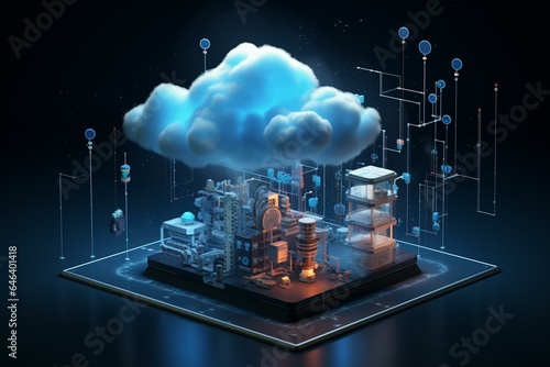 Cloud monitoring solution - 3D illustration. Generative AI