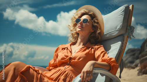 Woman is relaxing on the beach