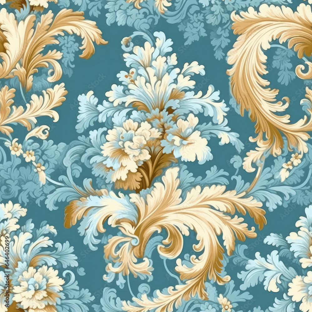 Beautiful rococo floral patterns, AI Generated Beautiful rococo floral patterns, AI Generated