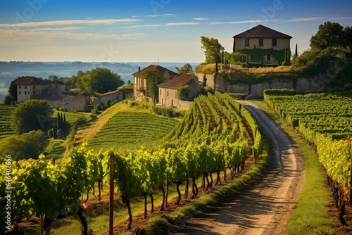 Fotografie, Obraz Picturesque vineyards, Bordeaux, Saint Emilion. Generative AI