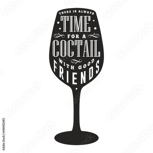 Cocktail glassful silhouette sticker monochrome
