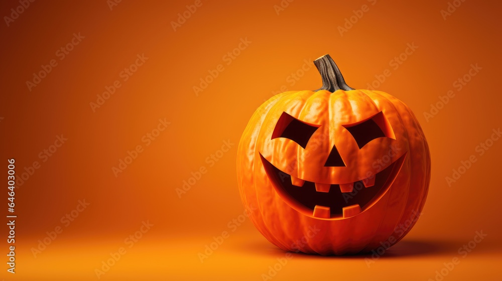 Real Jack O Lantern for Halloween on orange background Real Jack O Lantern for Halloween on orange background