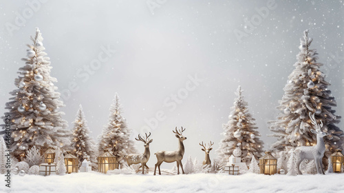 Festive Christmas Banner With Reindeers. Christmas Spirit. Christmas Holiday Background And Wallpaper. Generative AI