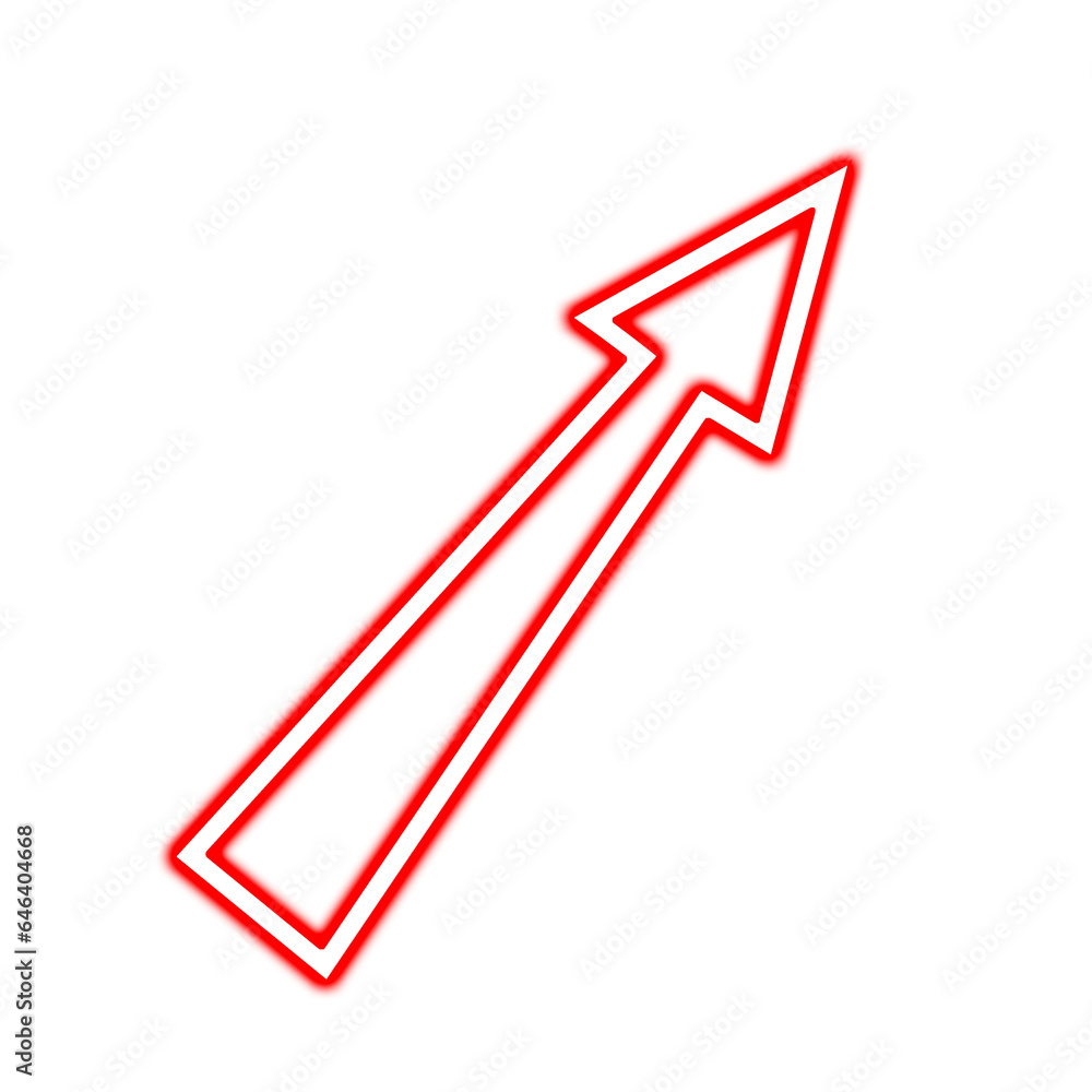 Neon red arrow pointer on a transparent background. Red symbol of all direction arrow. Glowing signs best for social media, pointing, chart, success, stock market graphics. Neon red arrow pointer on a transparent background. Red symbol of all direction arrow. Glowing signs best for social media, pointing, chart, success, stock market graphics.
