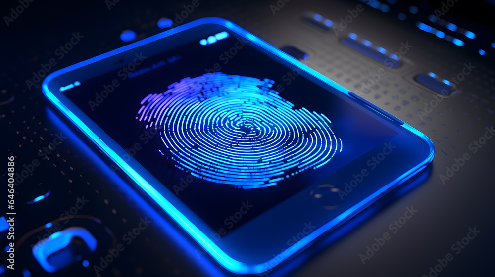 Secure Touch: Close-Up of Fingerprint on Biometric Pad Secure Touch: Close-Up of Fingerprint on Biometric Pad