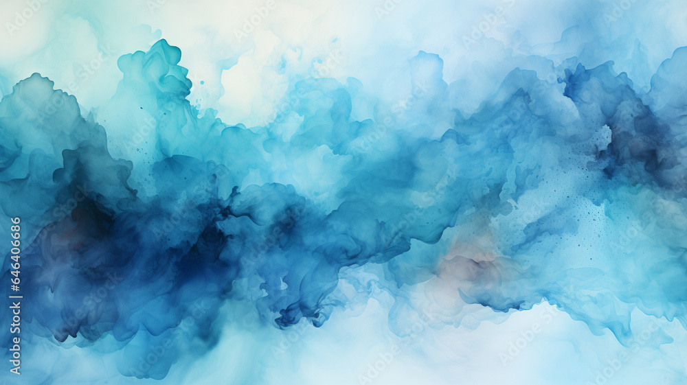 Abstract blue watercolor background.Hand painted watercolor. Generative AI - obrazy, fototapety, plakaty 