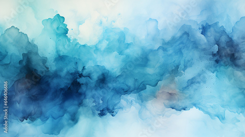 Abstract blue watercolor background.Hand painted watercolor. Generative AI