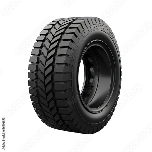 Black tire isolated on transparent background. PNG file, cut out
