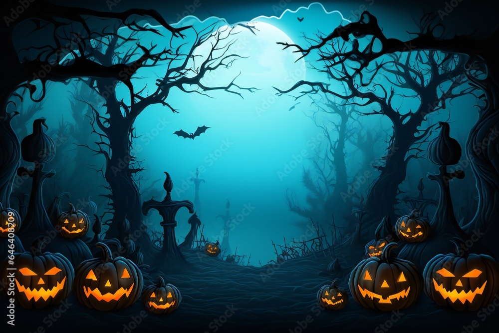 Empty Halloween Party Card design background Generative AI