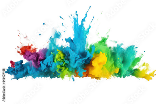 bright multicoloured powder splash on transparent png background isolated generative ai
