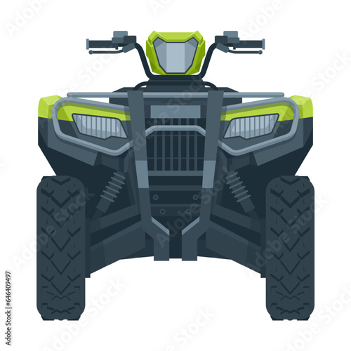 ATV Quad bike, green color and in front view