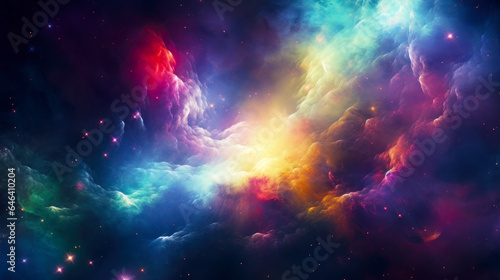 Abstract space background with nebulae and stars. 3d rendering. Ai generative.
 photo