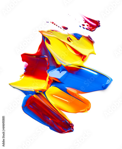 Mixed paint brush strokes texture isolated on white background