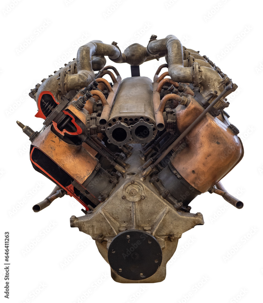 old aircraft engine on white, isolated old aircraft engine on white, isolated