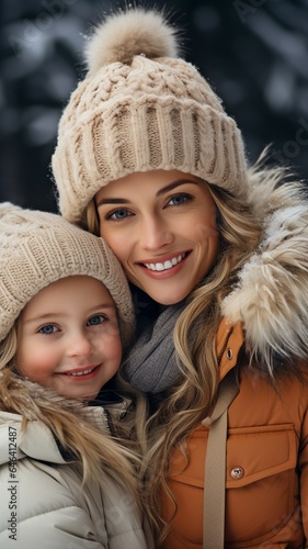 Little child and her dad are seated on a blanket at a park during the winter..