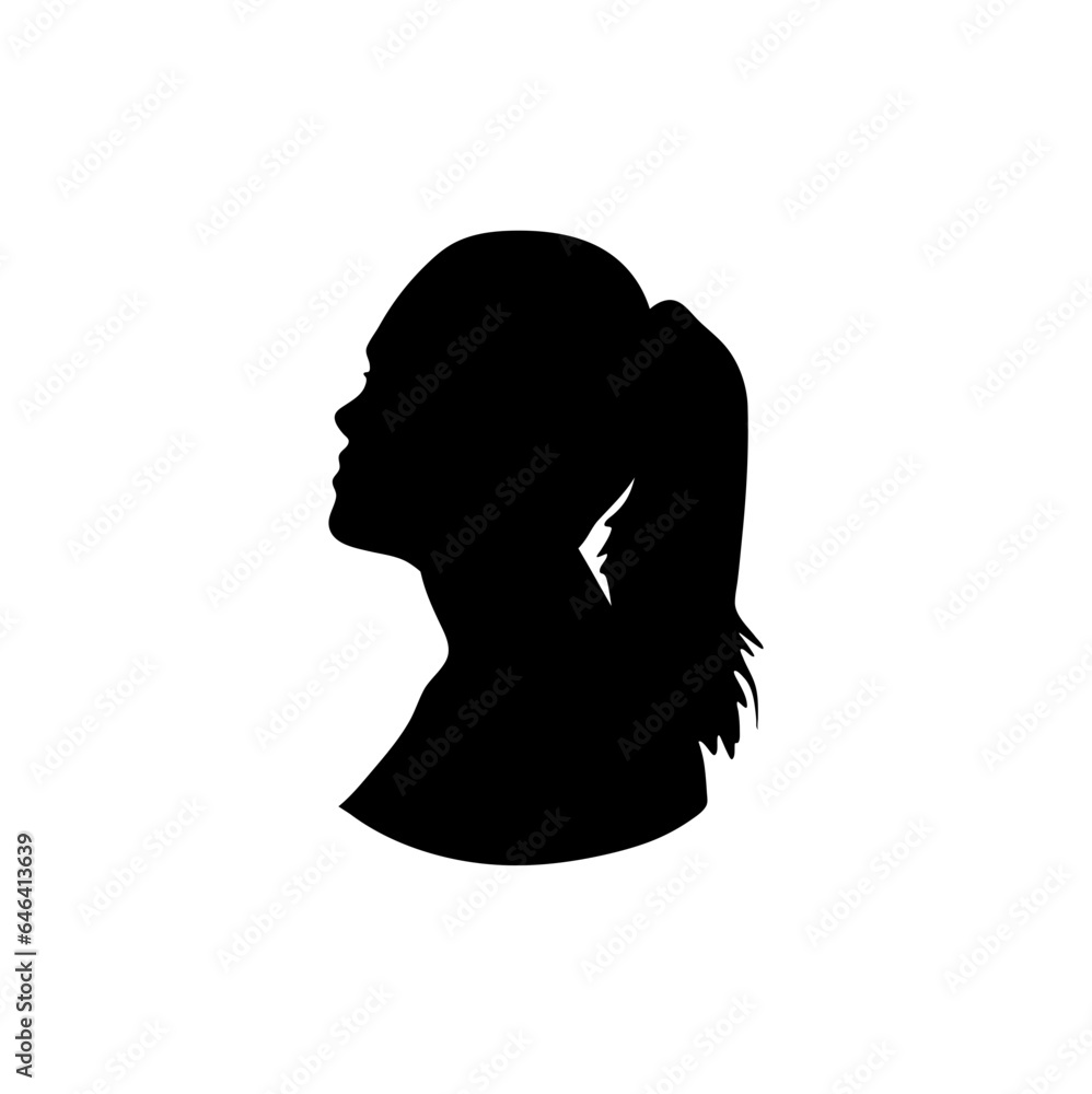 Head silhouettes. faces portraits, anonymous person head silhouette illustration. People profile and full face portraits