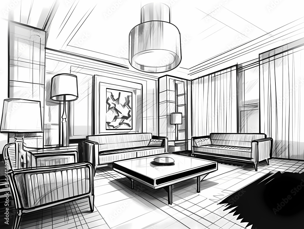 Drawing Of A Living Room Drawing Of A Living Room