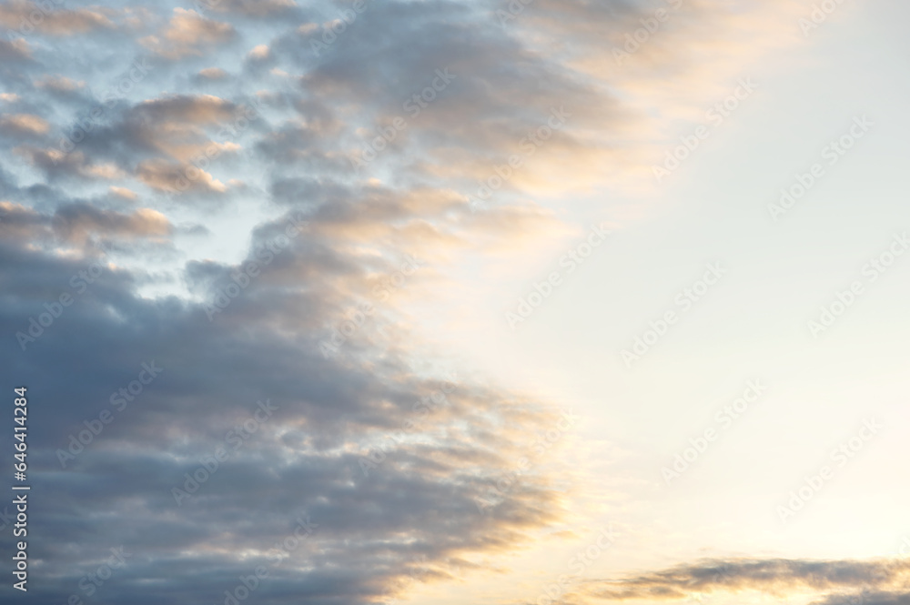 Panoramic sky at sunrise and cloudy background