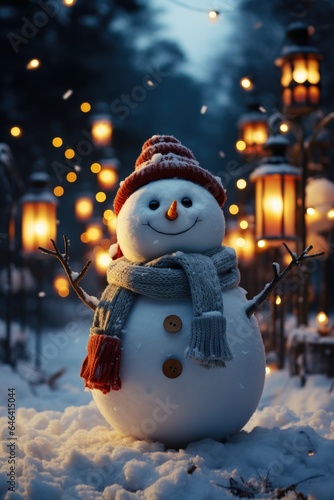 Funny Snowman Merry Christmas Background
