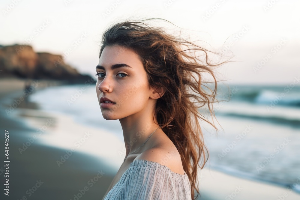 cropped shot of a beautiful young woman standing on the beach