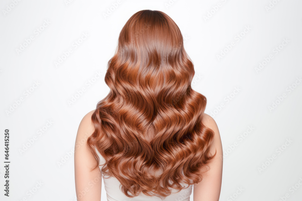 Fiery allure: A long-haired redhead boasts captivating beauty, showcasing the art of salon styling with her fashionable, curly locks. Fiery allure: A long-haired redhead boasts captivating beauty, showcasing the art of salon styling with her fashionable, curly locks.
