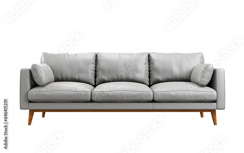 Sofa in Gray Color Isolated on a Transparent Background PNG. Generative AI © Haider