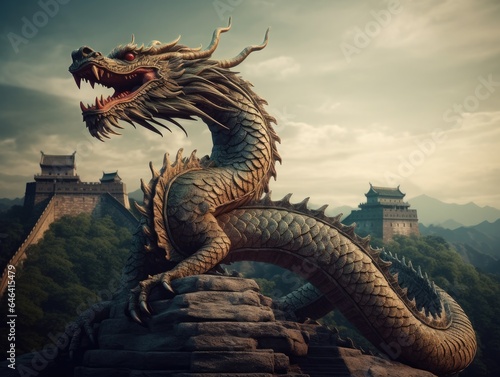 Chinese dragon on the Great Wall of China