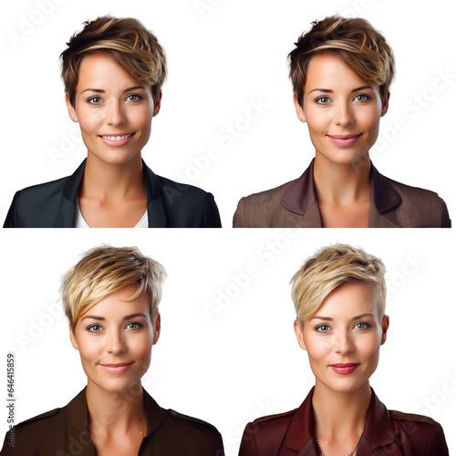 ペルソナ人物ポートレート：米国人女性30歳、陽気で明るく活発な性格、営業職（背景透明） photo