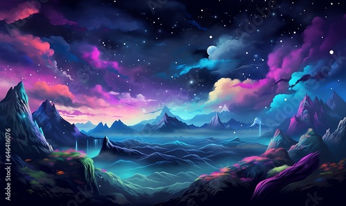 sky background with beautiful neon colors, Generative Ai