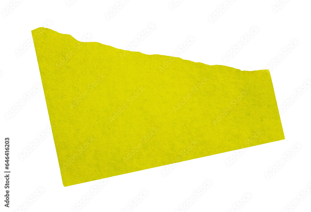 Yellow torn paper piece on transparent background. Ripped paper label ...