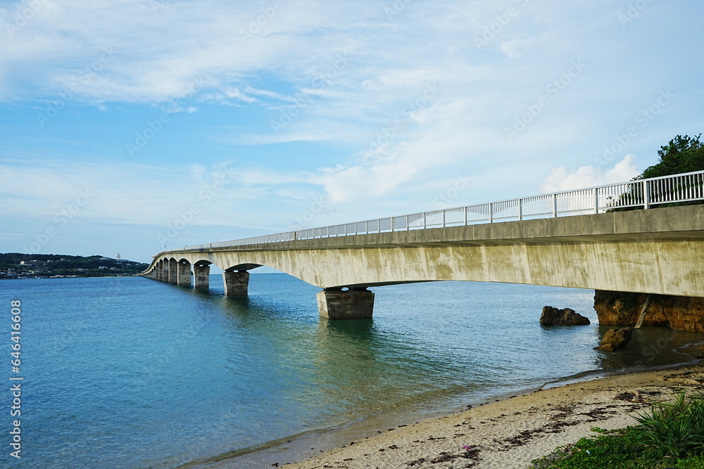 Kouri Bridge with beautiful blue ocean in Kouri Island, Okinawa, Japan - 日本 沖縄 古宇利島 古宇利大橋
