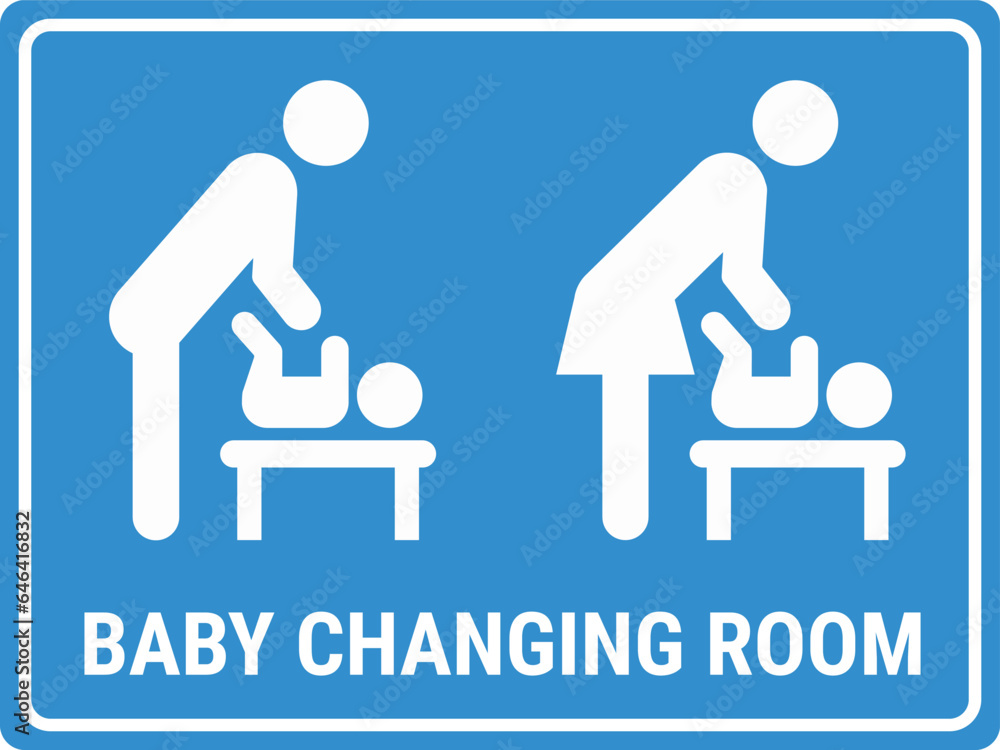 Baby changing room. Icon of a person changing diapers on a diaper table. Two options a man and