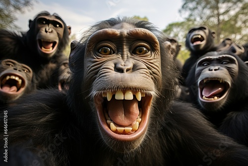 Chimpanzees take a selfie © Ariestia