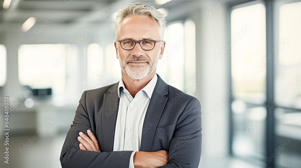 Portrait of handsome senior businessman posing with arms crossed in the office. Smiling mature confident professional executive manager, proud lawyer, confident businessman leader. Portrait of handsome senior businessman posing with arms crossed in the office. Smiling mature confident professional executive manager, proud lawyer, confident businessman leader.