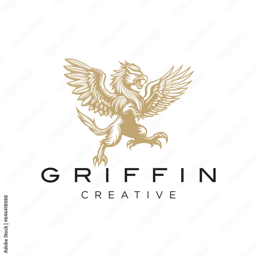 luxury Griffin Mythical mascot Vector Design Logo luxury Griffin Mythical mascot Vector Design Logo